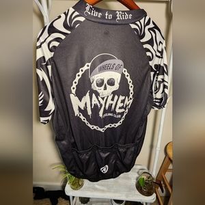 Nashbar wheels of mayhem cycling club race jerseys  3 pocket 3/4 zip